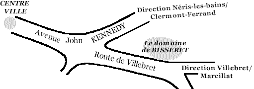 plan d'accs au château de Bisseret